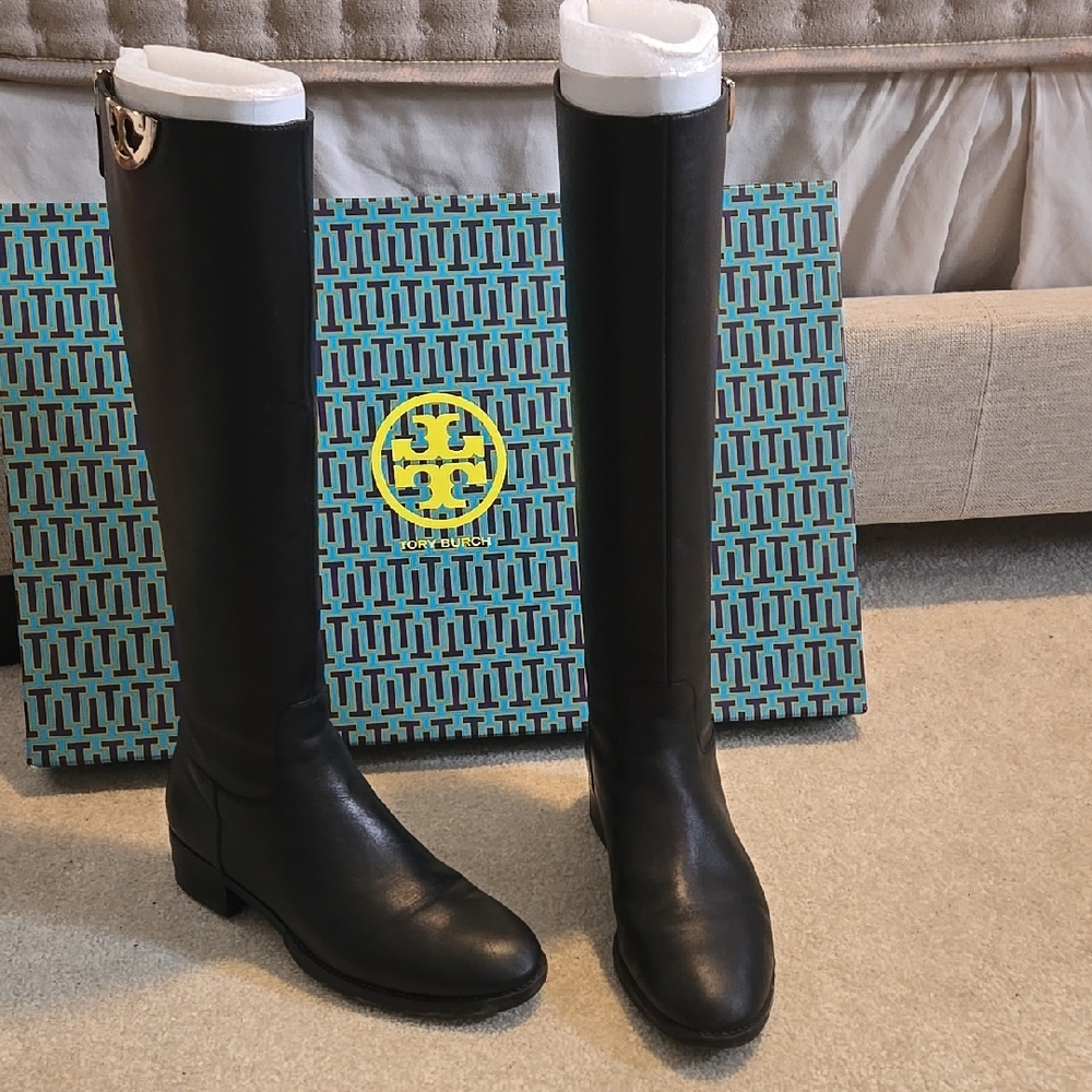 Tory Burch Black Leather Riding Boots